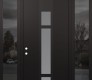 Modern Steel Front Door DIAMOND A9 60" X 96" BLACK/WHITE FROSTED GLASS PANEL BLACK RHI WITH 2 SIDELITES AND TRANSOM MIRRORED GLASS