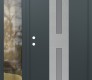 Modern Steel Front Door DIAMOND A6 50" X 80" ANTHRACITE/ANTHRACITE FROSTED GLASS PANEL STAINLESS STEEL RHI WITH SIDELITE CLEAR GLASS