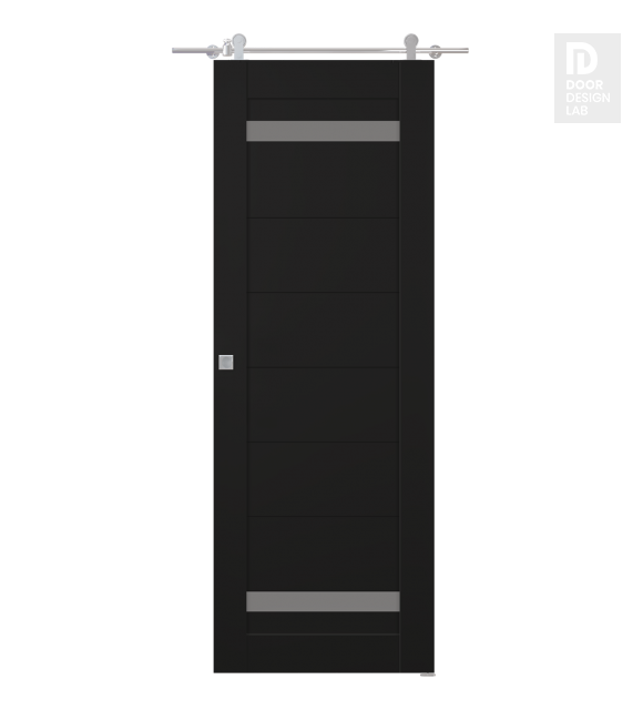 Perla Vetro Black Matte Modern Interior Barn Door by Belldinni