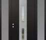 DIAMOND A6 64" X 96" BLACK/BLACK CLEAR GLASS PANEL STAINLESS STEEL LHI WITH 2 SIDELITES AND TRANSOM FROSTED GLASS