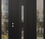 Modern Steel Front Door DIAMOND A6 68" X 96" BLACK/BLACK CLEAR GLASS PANEL BLACK RHI WITH 2 SIDELITES AND TRANSOM CLEAR GLASS