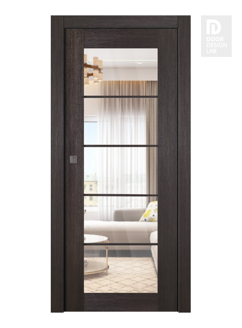 Avon 5 Lite Clear Vetro Veralinga Oak Modern Interior Pocket Door by Belldinni