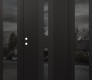 Modern Steel Front Door DIAMOND A6 68" X 80" BLACK/BLACK MIRRORED GLASS PANEL BLACK RHI WITH 2 SIDELITES MIRRORED GLASS