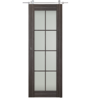 Palladio 8 Lite Vetro Gray Oak Barn doors