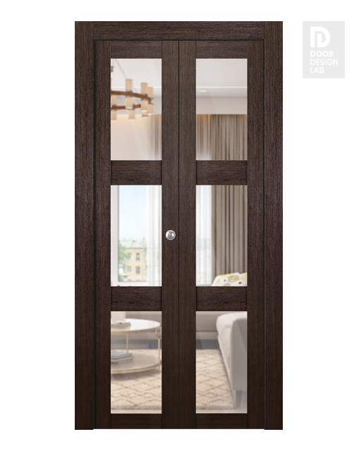 Avon 3 Lite Clear Vetro Veralinga Oak Modern Interior Bifold Doors by Belldinni