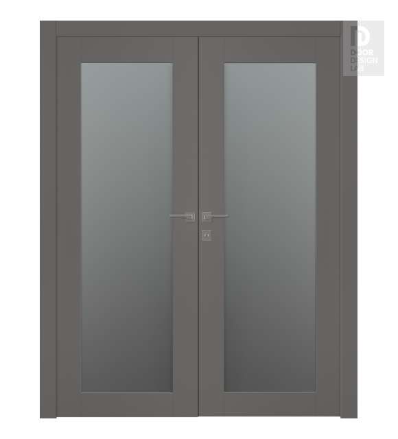 Avon 207 Vetro Gray Matte Modern Interior Double Swing Doors by Belldinni