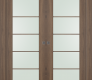 Avon 5 Lite Vetro Pecan Nutwood Modern Interior Double Pocket Doors by Belldinni