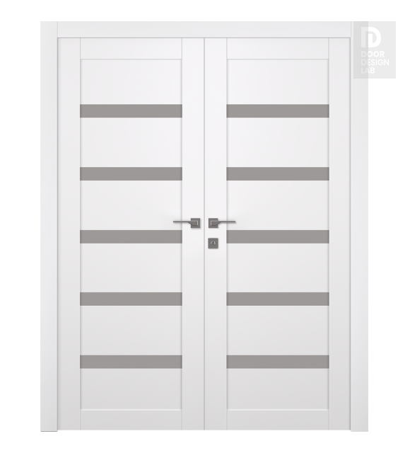 Leora Vetro Snow White Modern Interior Double Swing Doors by Belldinni