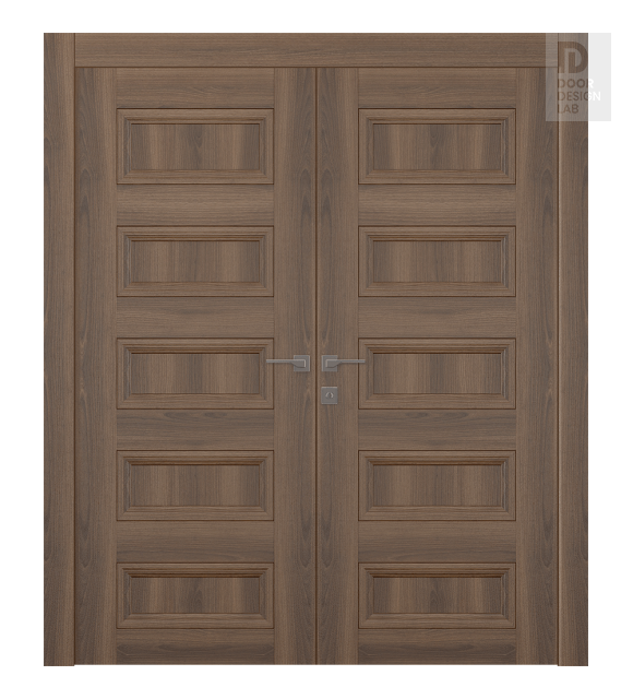 Oxford Duo 07 4R Pecan Nutwood Modern Interior Double Swing Doors by Belldinni