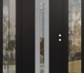 Modern Steel Front Door DIAMOND A4 68" X 80" BLACK/BLACK CLEAR GLASS PANEL STAINLESS STEEL LHI WITH 2 SIDELITES CLEAR GLASS