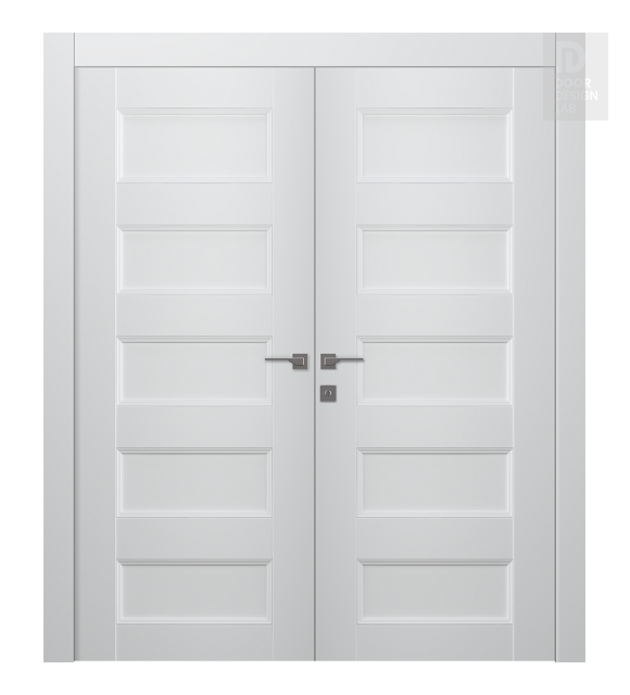 Oxford Uno 07 4R Snow White Modern Interior Double Swing Doors by Belldinni