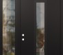 Modern Steel Front Door DIAMOND A1 48" X 96" BLACK/BLACK CLEAR GLASS PANEL BLACK RHI WITH SIDELITE AND TRANSOM CLEAR GLASS