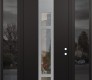 Modern Steel Front Door DIAMOND A9 64" X 96" BLACK/BLACK CLEAR GLASS PANEL STAINLESS STEEL LHI WITH 2 SIDELITES AND TRANSOM MIRRORED GLASS