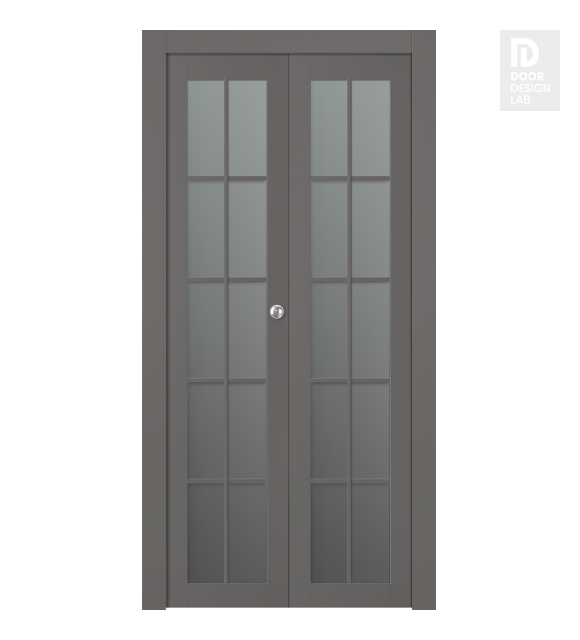 Avon 10 Lite Vetro Gray Matte Modern Interior Bifold Doors by Belldinni