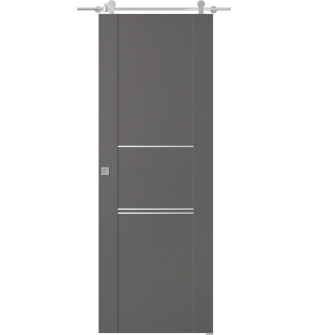 Avon 01 3H Gray Matte Barn doors