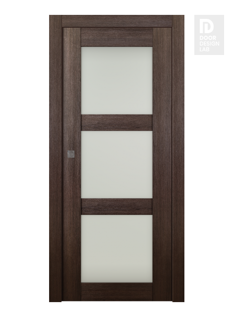Avon 3 Lite Vetro Veralinga Oak Modern Interior Pocket Door by Belldinni