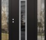 Modern Steel Front Door DIAMOND A1 68" X 80" BLACK/BLACK MIRRORED GLASS PANEL STAINLESS STEEL RHI WITH 2 SIDELITES CLEAR GLASS