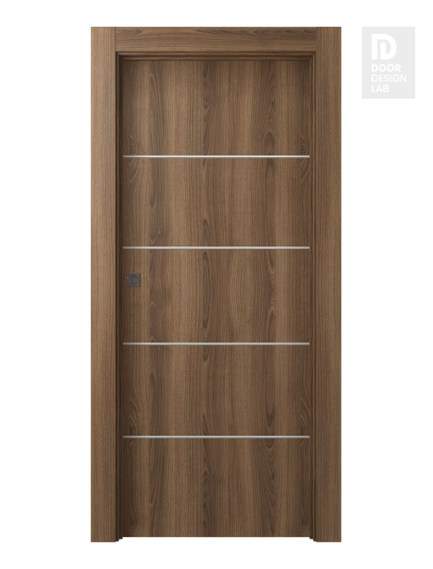 Optima 4H Pecan Nutwood Modern Interior Pocket Door by Belldinni
