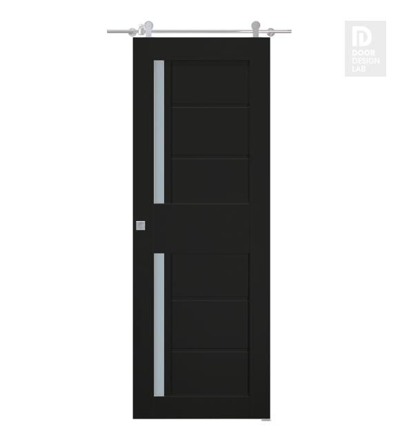 Esta Vetro Black Matte Modern Interior Barn Door by Belldinni