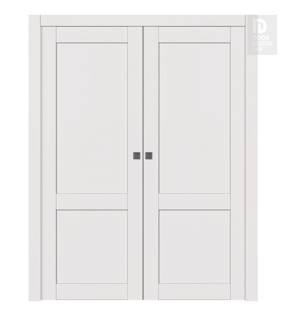 Shaker 2 Panel Snow White Modern Interior Double Pocket Doors by Belldinni