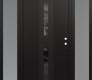 Modern Steel Front Door DIAMOND A6 68" X 80" BLACK/BLACK MIRRORED GLASS PANEL BLACK LHI WITH 2 SIDELITES FROSTED GLASS