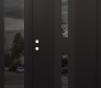 Modern Steel Front Door DIAMOND A6 48" X 80" BLACK/BLACK MIRRORED GLASS PANEL BLACK RHI WITH SIDELITE MIRRORED GLASS