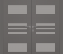 Romi Vetro Gray Matte Modern Interior Double Swing Doors by Belldinni