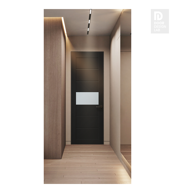 Edna Vetro Black Matte Modern Interior Frameless Door by Belldinni