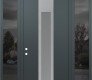 Modern Steel Front Door DIAMOND A1 68" X 96" ANTHRACITE/ANTHRACITE FROSTED GLASS PANEL STAINLESS STEEL RHI WITH 2 SIDELITES AND TRANSOM MIRRORED GLASS