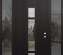 DIAMOND A9 64" X 96" BLACK/BLACK CLEAR GLASS PANEL BLACK RHI WITH 2 SIDELITES AND TRANSOM MIRRORED GLASS