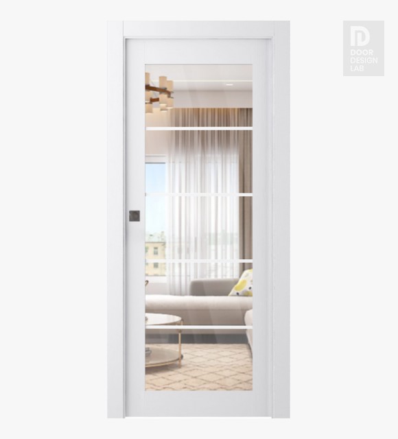 Palladio 5 Lite Clear Vetro Bianco Noble Modern Interior Pocket Door by Belldinni