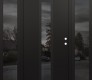 Modern Steel Front Door DIAMOND A1 68" X 80" BLACK/BLACK MIRRORED GLASS PANEL BLACK LHI WITH 2 SIDELITES MIRRORED GLASS