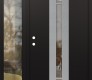 Modern Steel Front Door DIAMOND A4 52" X 80" BLACK/BLACK CLEAR GLASS PANEL STAINLESS STEEL RHI WITH SIDELITE CLEAR GLASS