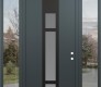 DIAMOND A9 60" X 96" ANTHRACITE/ANTHRACITE FROSTED GLASS PANEL BLACK RHI WITH 2 SIDELITES AND TRANSOM CLEAR GLASS