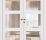 Smart Pro 3 Lite Clear Vetro Polar White Modern Interior Double Swing Doors by Belldinni