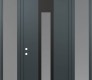 Modern Steel Front Door DIAMOND A1 64" X 96" ANTHRACITE/ANTHRACITE FROSTED GLASS PANEL BLACK RHI WITH 2 SIDELITES AND TRANSOM FROSTED GLASS