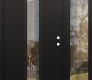 Modern Steel Front Door DIAMOND A1 52" X 80" BLACK/BLACK CLEAR GLASS PANEL BLACK LHI WITH SIDELITE CLEAR GLASS