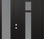 Modern Steel Front Door DIAMOND A9 52" X 96" BLACK/WHITE FROSTED GLASS PANEL BLACK RHI WITH SIDELITE AND TRANSOM FROSTED GLASS