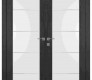 Avon 202 4H Vetro Veralinga Oak Modern Interior Double Swing Doors by Belldinni