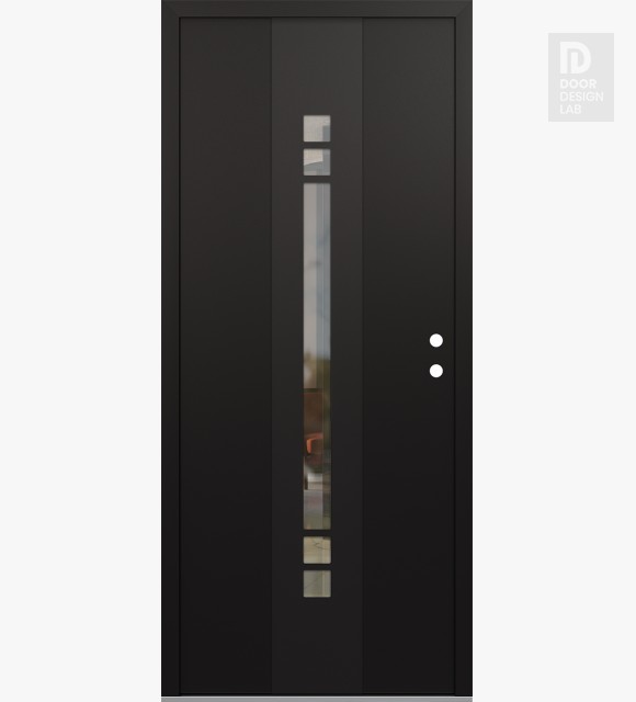 Modern Steel Front Door DIAMOND A4 36" X 80" BLACK/BLACK CLEAR GLASS PANEL BLACK LHI