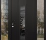 Modern Steel Front Door DIAMOND A1 60" X 96" BLACK/BLACK MIRRORED GLASS PANEL BLACK RHI WITH 2 SIDELITES AND TRANSOM CLEAR GLASS