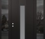 Modern Steel Front Door DIAMOND A1 68" X 96" BLACK/WHITE FROSTED GLASS PANEL BLACK RHI WITH 2 SIDELITES AND TRANSOM MIRRORED GLASS