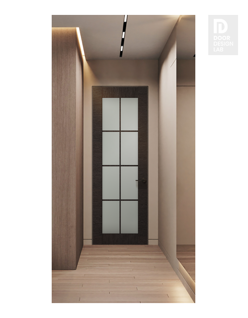 Avanti 8 Lite Vetro Black Apricot Modern Interior Frameless Door by Belldinni