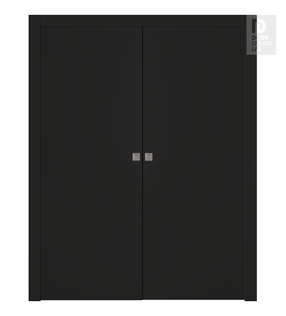 Optima Black Matte Modern Interior Double Pocket Doors by Belldinni