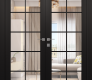 Avon 10 Lite Clear Black Matte Modern Interior Double Swing Doors by Belldinni