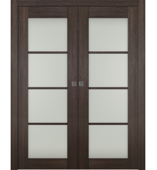 Avon 4 Lite Vetro Veralinga Oak Double pocket doors