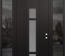 Modern Steel Front Door DIAMOND A9 64" X 96" BLACK/WHITE FROSTED GLASS PANEL BLACK LHI WITH 2 SIDELITES AND TRANSOM MIRRORED GLASS