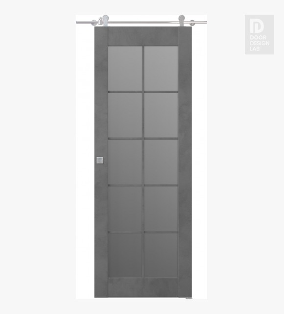 Avon 10 Lite Vetro Dark Urban Modern Interior Barn Door by Belldinni