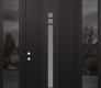 Modern Steel Front Door DIAMOND A4 68" X 96" BLACK/WHITE FROSTED GLASS PANEL BLACK RHI WITH 2 SIDELITES AND TRANSOM MIRRORED GLASS