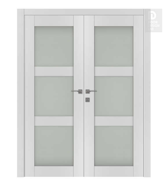 Smart Pro 3 Lite Vetro Polar White Modern Interior Double Swing Doors by Belldinni